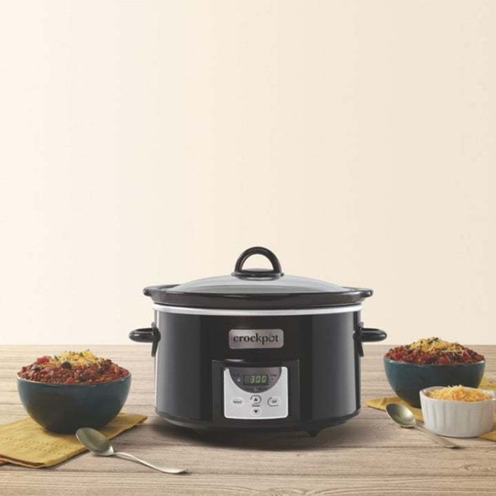 Crock-Pot 4 Qt Digital Count Down Slow Cooker Kitchen Appliance, Black(Open Box)