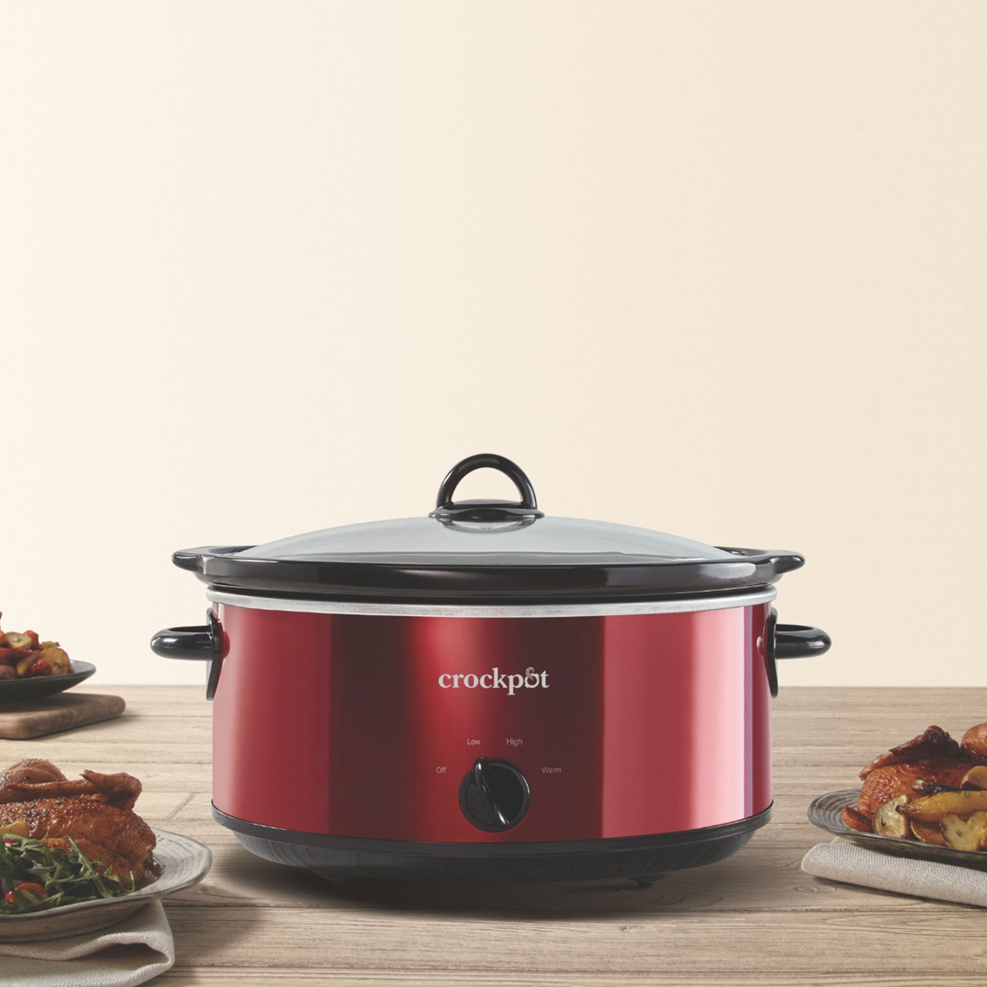 Crock-Pot 7 Quart Capacity Food Slow Cooker Home Cooking Appliance, Red (Used) - VMInnovations