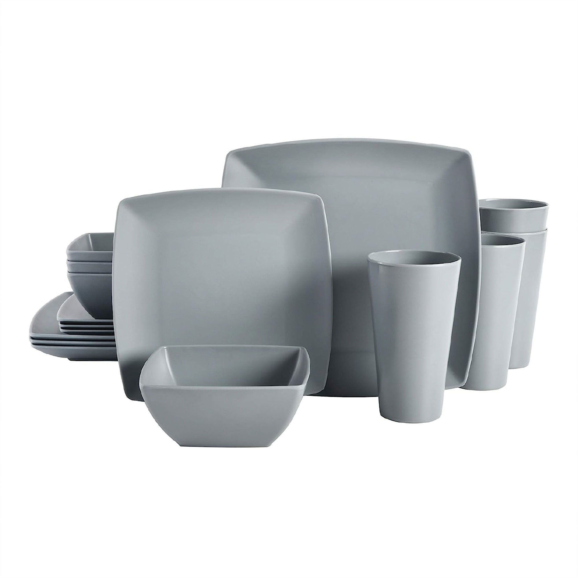 Gibson Home 16 Piece Dinnerware Set Plates, Bowls, & Cups (Open Box) (2 Pack) - VMInnovations