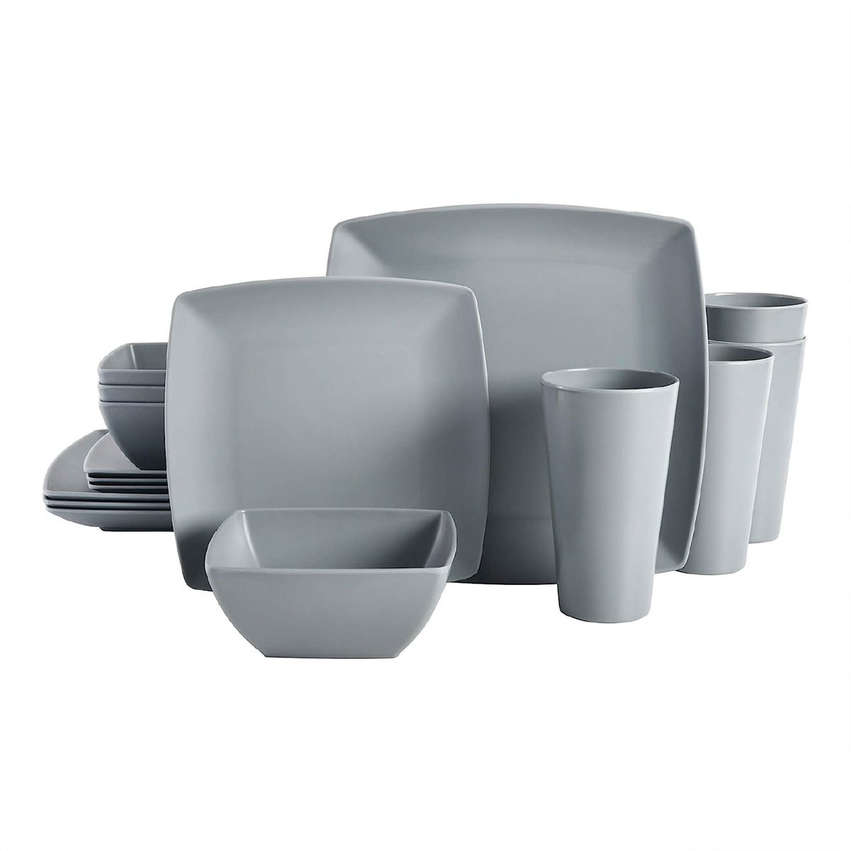 Gibson Home 16 Piece Melamine Dinnerware Set Plates, Bowls, & Cups (For Parts)