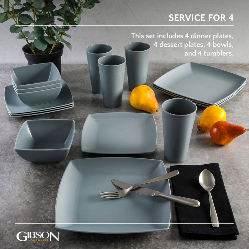 Gibson Home 16 Piece Melamine Dinnerware Set Plates, Bowls, & Cups (For Parts)