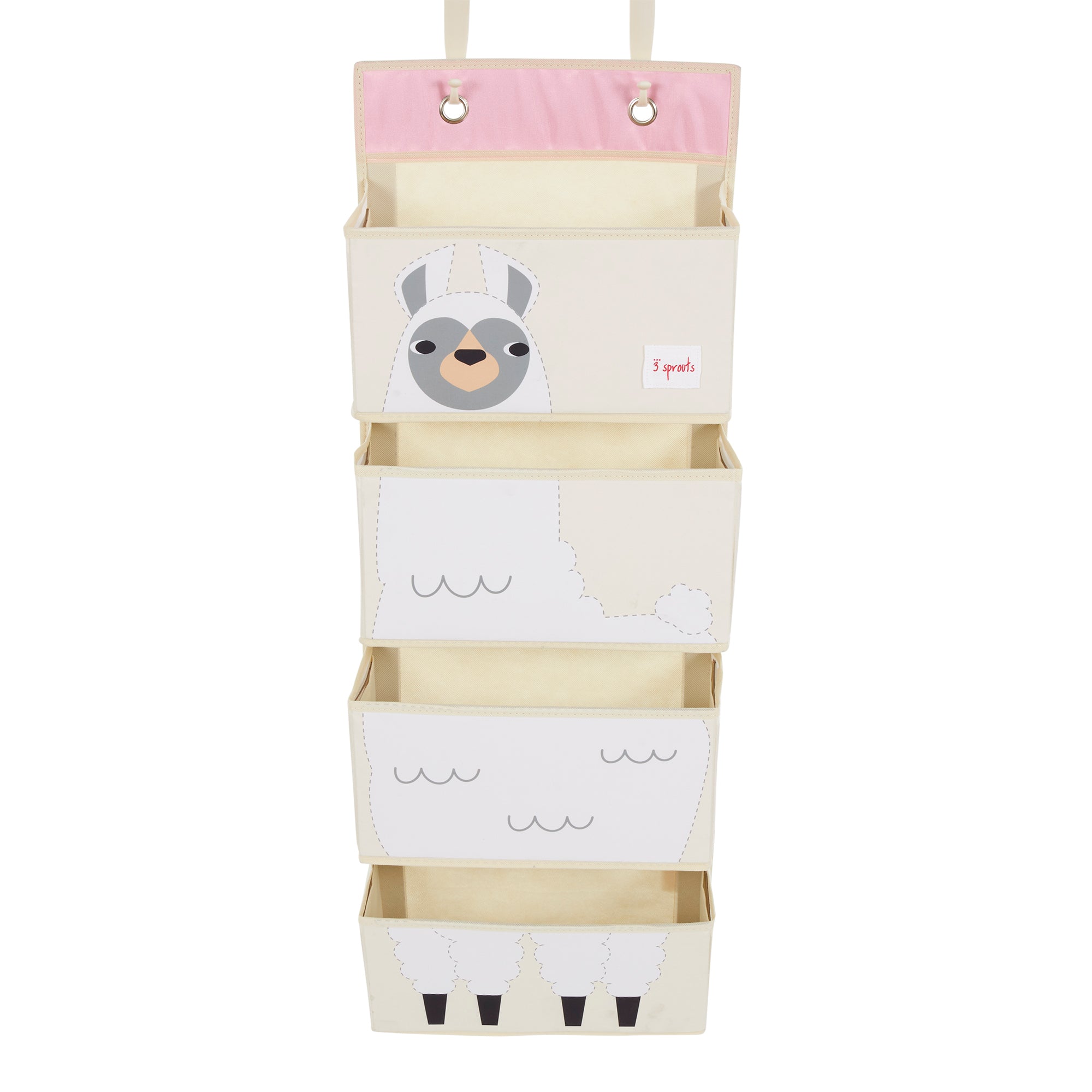 3 Sprouts Children's Nursery Room Wall Hanging Basket Storage Organizer, Llama