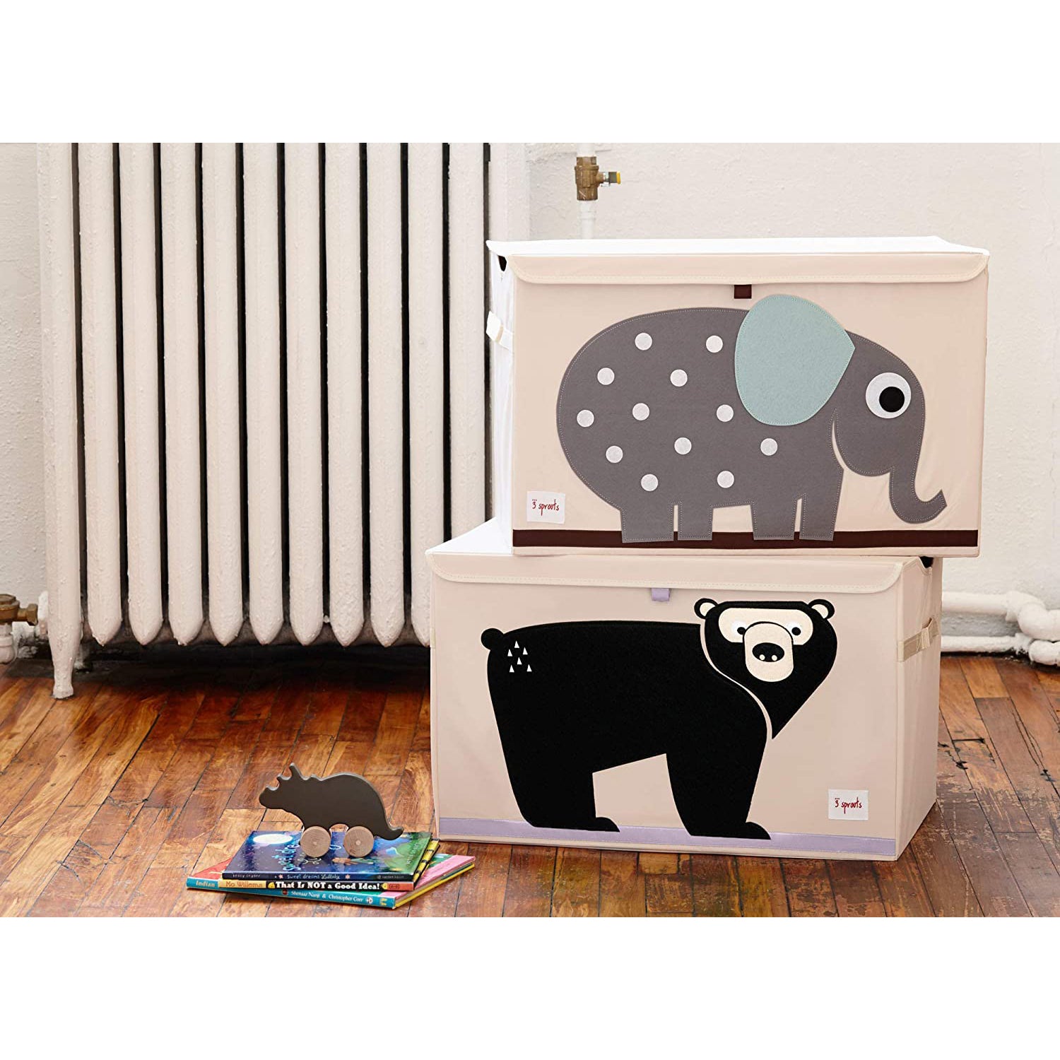 3 Sprouts Toy Chest Storage Bin & Wall Hanging Basket Storage Organizer, Bear