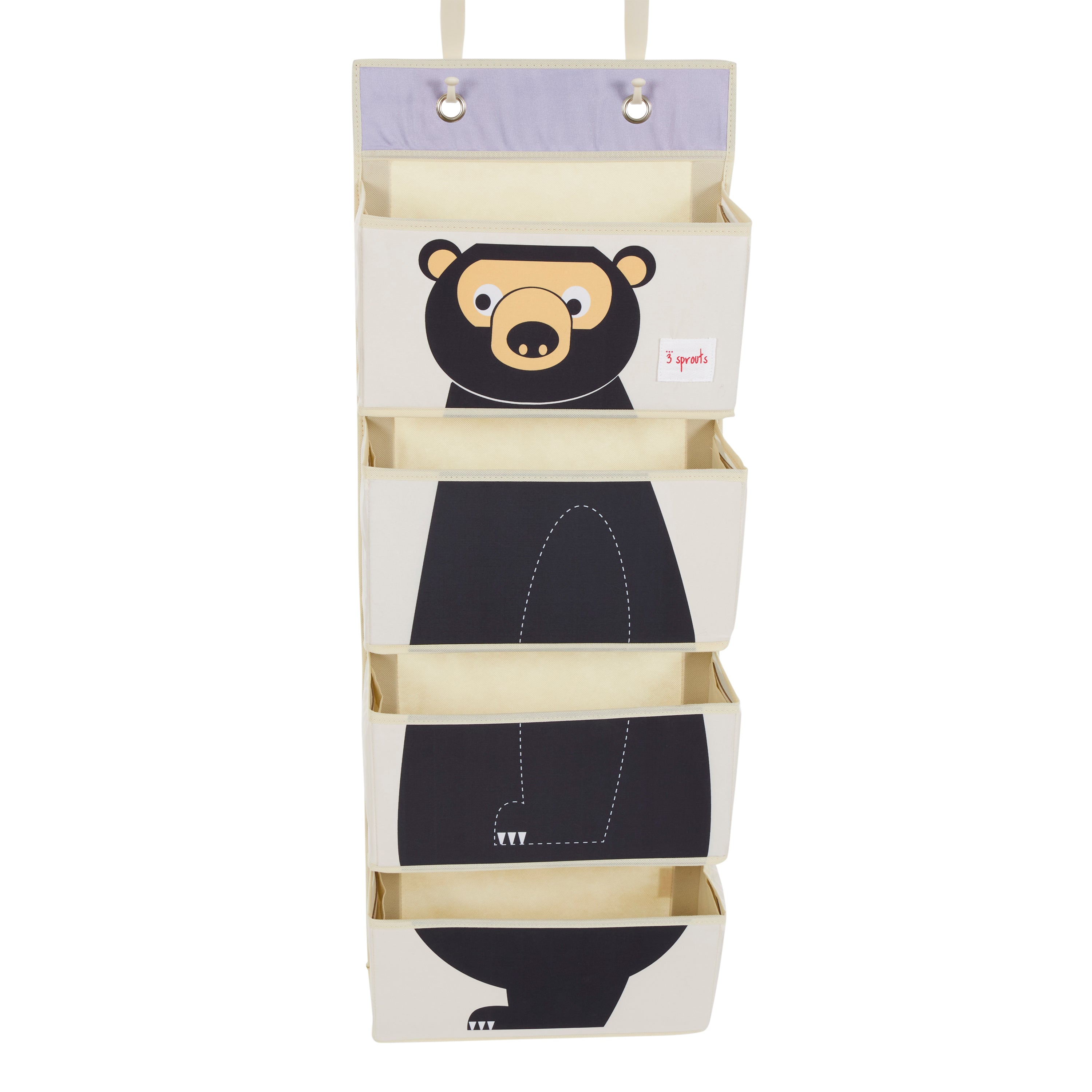3 Sprouts Children's Nursery Room Wall Hanging Basket Storage Organizer, Bear