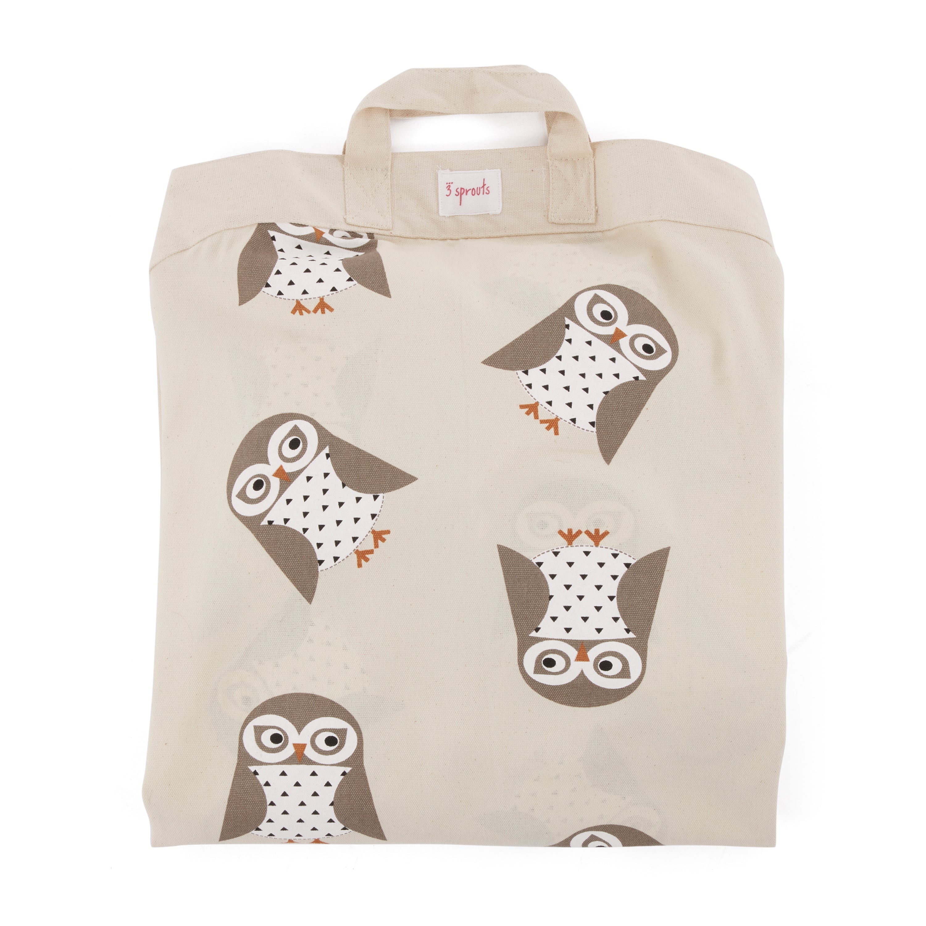 3 Sprouts Convertible Toy Storage Bag and Portable Play Mat, Gray Owl Pattern