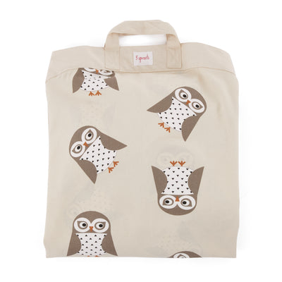3 Sprouts Convertible Toy Storage Bag and Portable Play Mat, Gray Owl Pattern