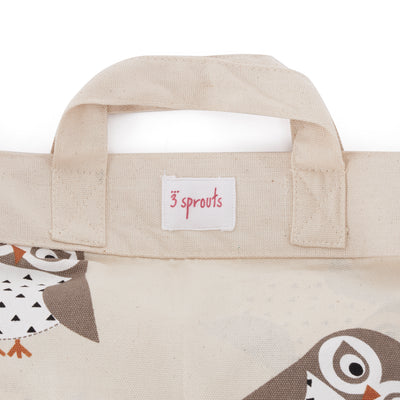 3 Sprouts Convertible Toy Storage Bag and Portable Play Mat, Gray Owl Pattern