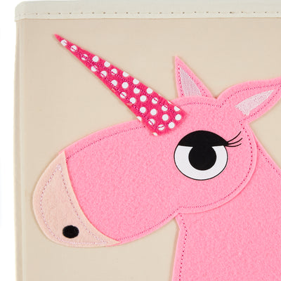 3 Sprouts Kids Children's Foldable Fabric Storage Cube Box, Pink Unicorn (Used) - VMInnovations