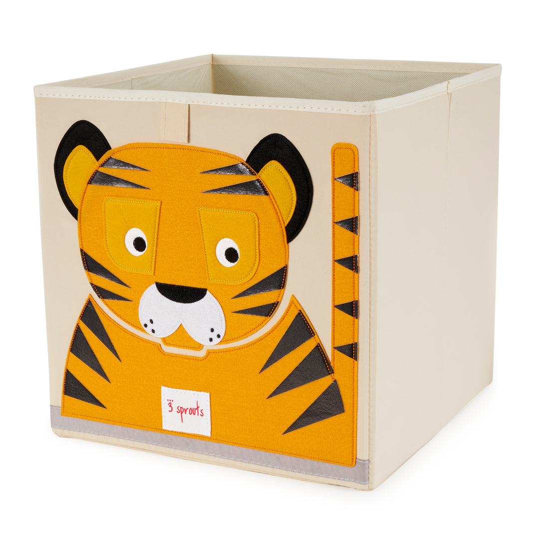 3 Sprouts Kid's Fabric Storage Cube Box Soft Toy Bin, Friendly Tiger (Open Box)