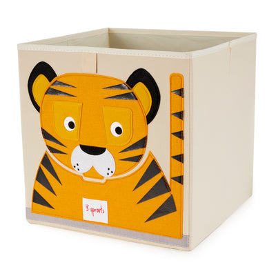 3 Sprouts Kid's Foldable Fabric Storage Cube Box Soft Toy Bin, Tiger (Used) - VMInnovations