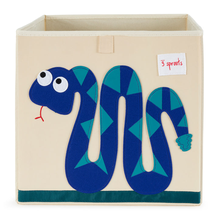 3 Sprouts Kids Childrens Foldable Fabric Storage Bin Box, Blue Snake (Open Box) - VMInnovations