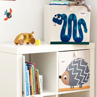 3 Sprouts Kids Childrens Foldable Fabric Storage Cube Bin Box, Blue Snake - VMInnovations