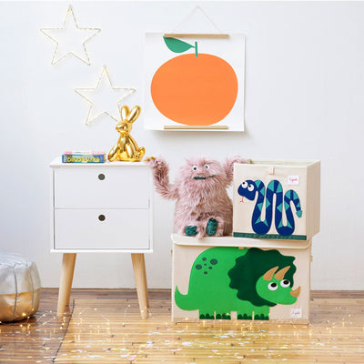 3 Sprouts Kids Childrens Foldable Fabric Storage Cube Bin Box, Blue Snake - VMInnovations