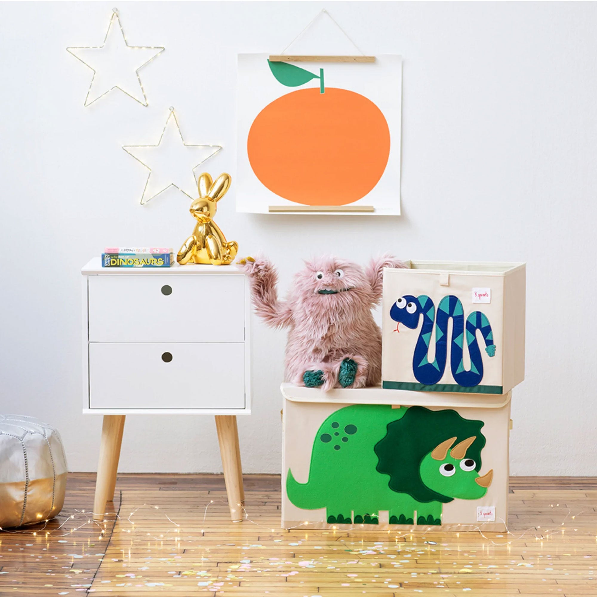 3 Sprouts Kids Childrens Foldable Fabric Storage Bin Box, Blue Snake (Open Box) - VMInnovations