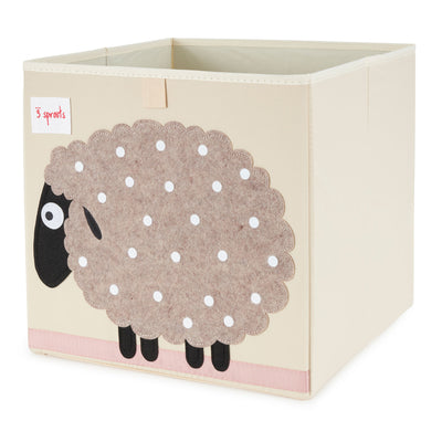 3 Sprouts Kids Childrens Foldable Fabric Cube Bin Box, Polka Dot Sheep (Used)