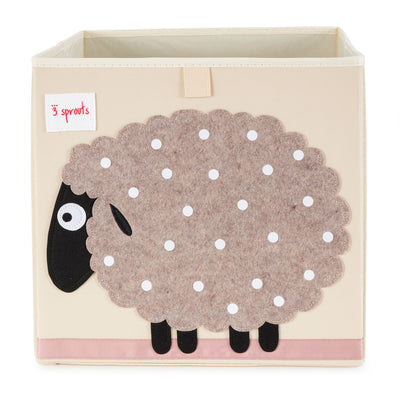 3 Sprouts Kids Childrens Foldable Fabric Cube Bin Box, Polka Dot Sheep (Used) - VMInnovations