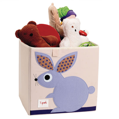 3 Sprouts Children's Foldable Fabric Storage Cube Box Soft Toy Bin, Bunny Rabbit