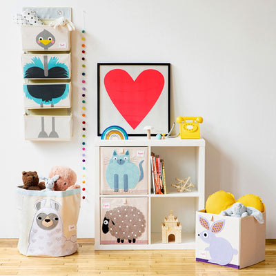 3 Sprouts Fabric Storage Cube Box Toy Bin, Brown Dog & Bunny Rabbit (2 Pack) - VMInnovations
