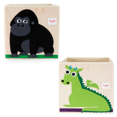 3 Sprouts Kids Felt Dragon Storage Cube Bin with Gorilla Fabric Storage Cube Bin - VMInnovations