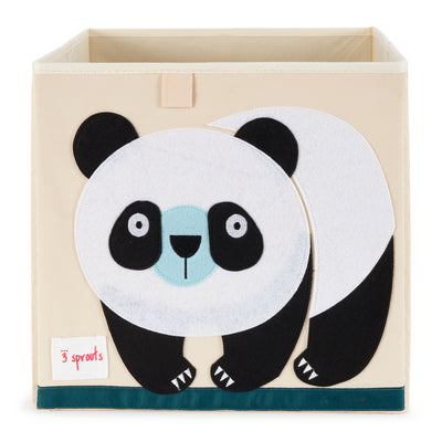 3 Sprouts Children's Fabric Storage Cube Box Soft Toy Bin, Panda Bear (Open Box)