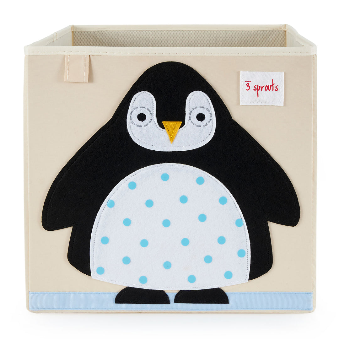 3 Sprouts Kids Fabric Penguin and Sheep Storage Cube Soft Toy Bins (Open Box)