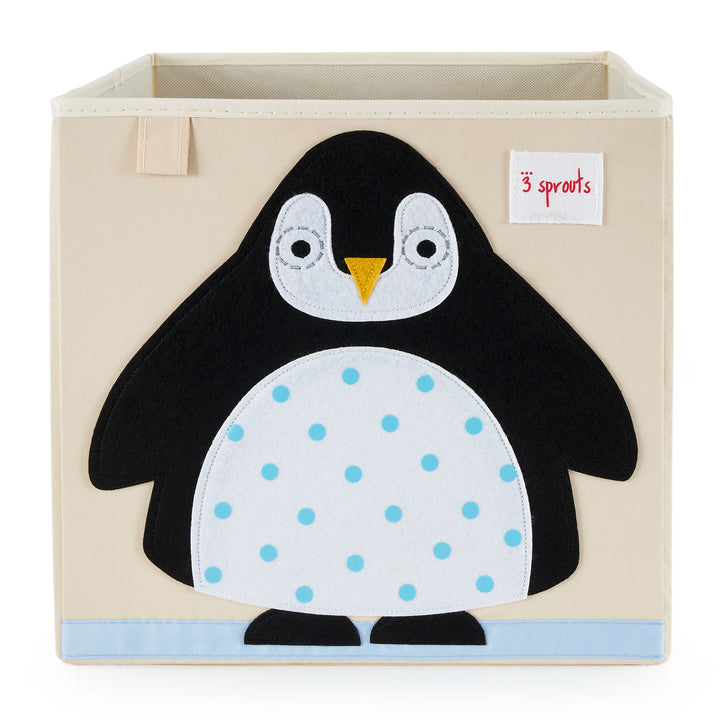 3 Sprouts Kids Fabric Penguin and Sheep Storage Cube Soft Toy Bins (Open Box)