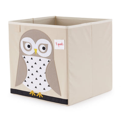 3 Sprouts Children's Fabric Storage Cube Bundle with Blue Cat and Friendly Owl - VMInnovations