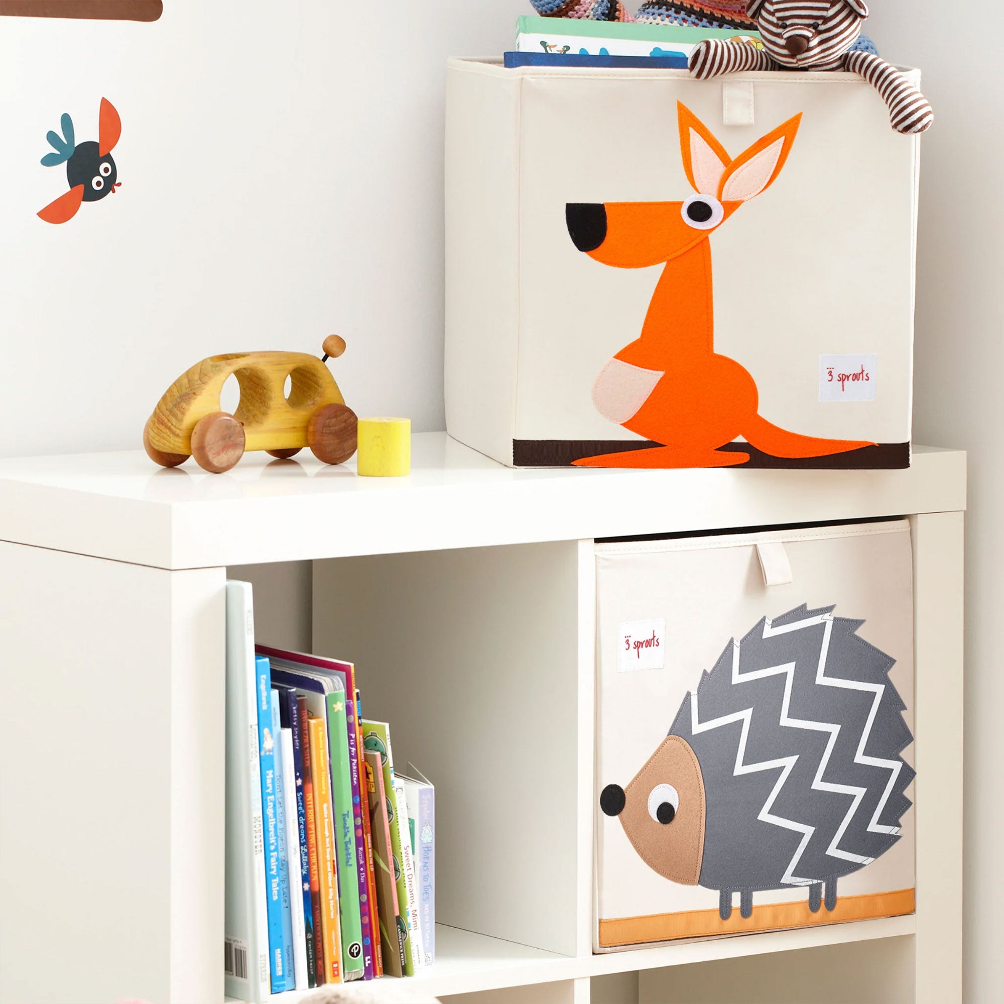 3 Sprouts Children's Foldable Fabric Storage Cube Box Soft Toy Bin, Kangaroo - VMInnovations