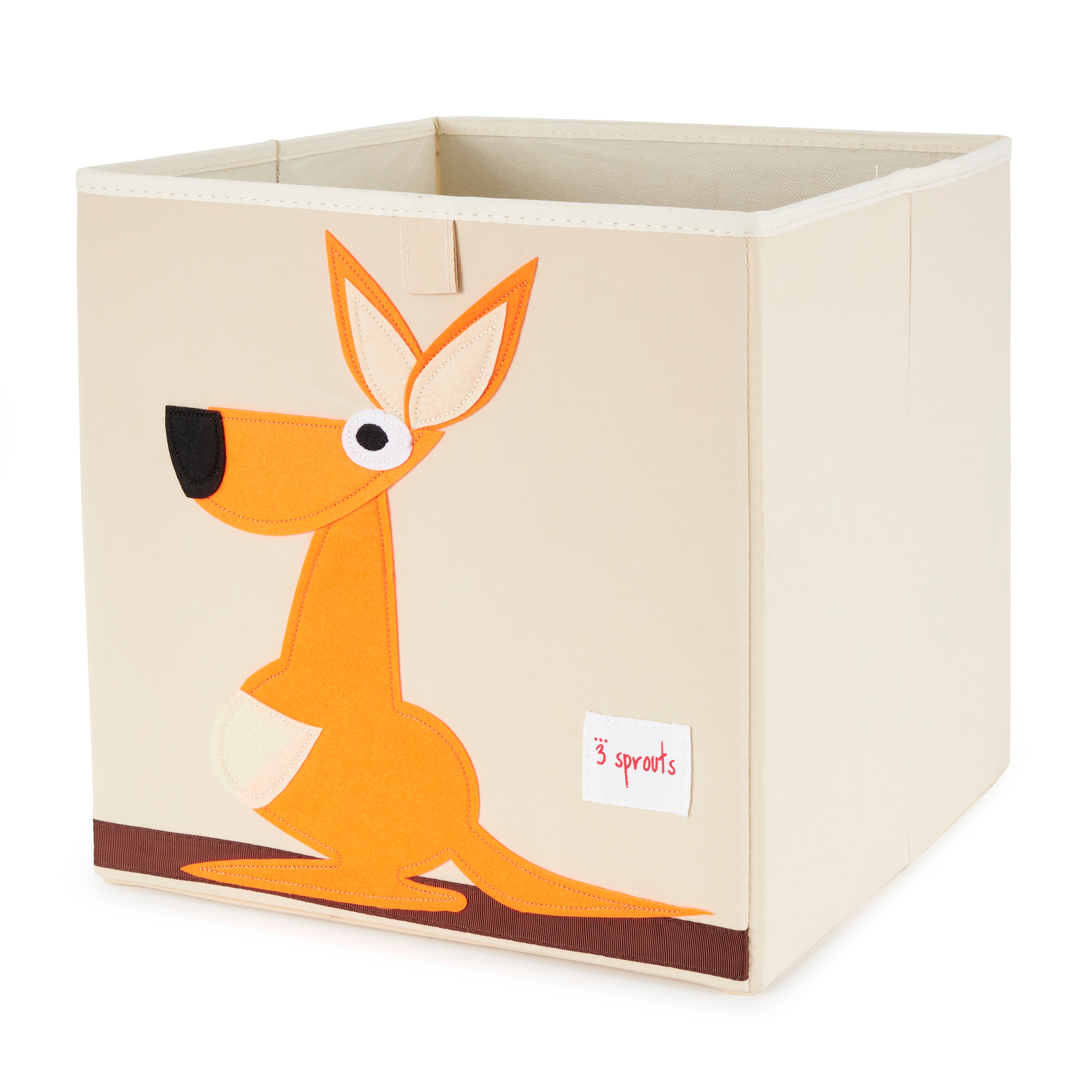 3 Sprouts Kid's Fabric Storage Cube Box Toy Bin, Brown Dog & Kangaroo (2 Pack)