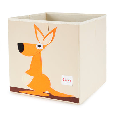 3 Sprouts Kid's Fabric Storage Cube Box Toy Bin, Kangaroo and Peacock (2 Pack)