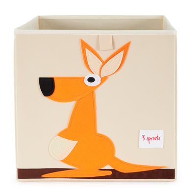 3 Sprouts Kid's Fabric Storage Cube Box Toy Bin, Brown Dog & Kangaroo (2 Pack)