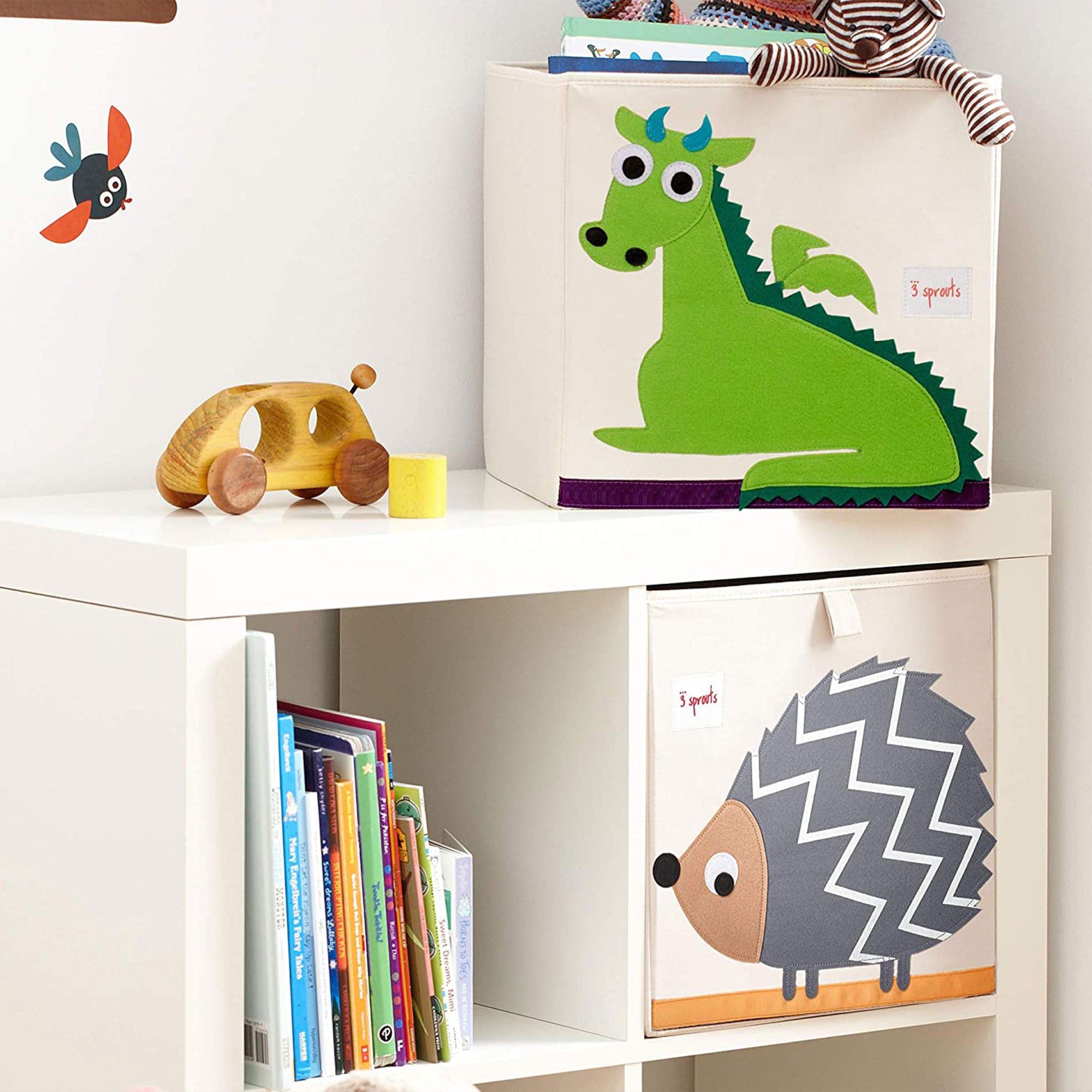 3 Sprouts Children's Foldable Fabric Storage Cube Box Soft Toy Bin, Pet Hedgehog