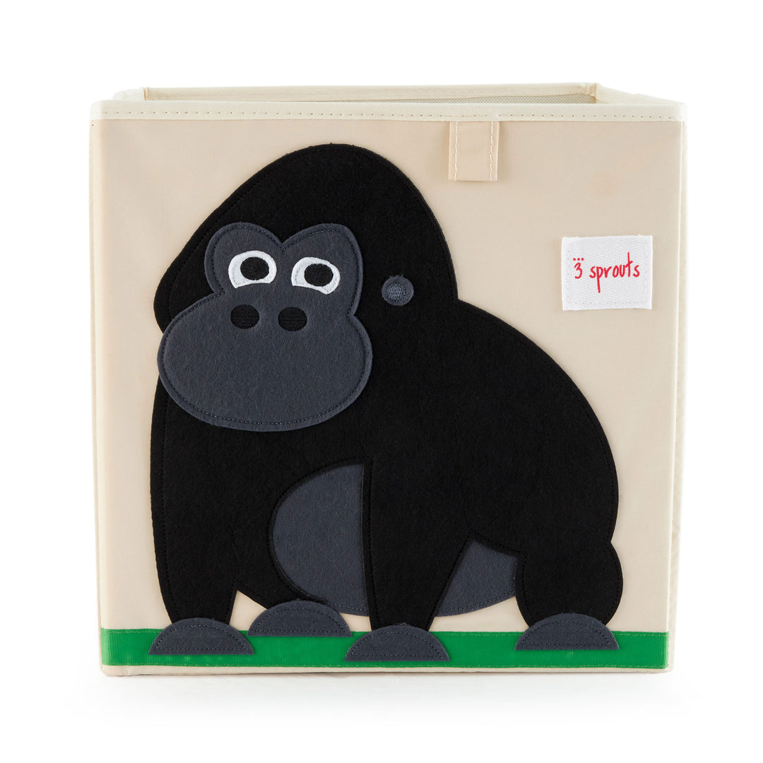 3 Sprouts Children's Fabric Storage Cube Toy Bin, Friendly Gorilla(Open Box)