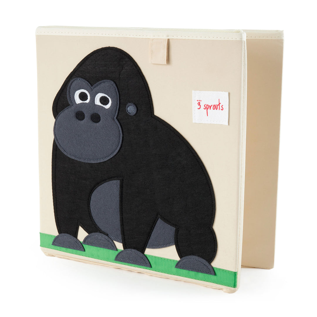 3 Sprouts Children's Fabric Storage Cube Toy Bin, Friendly Gorilla(Open Box)