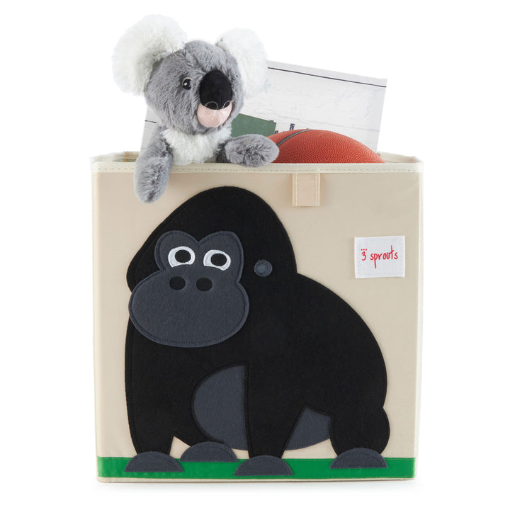 3 Sprouts Children's Fabric Storage Cube Toy Bin, Friendly Gorilla(Open Box)