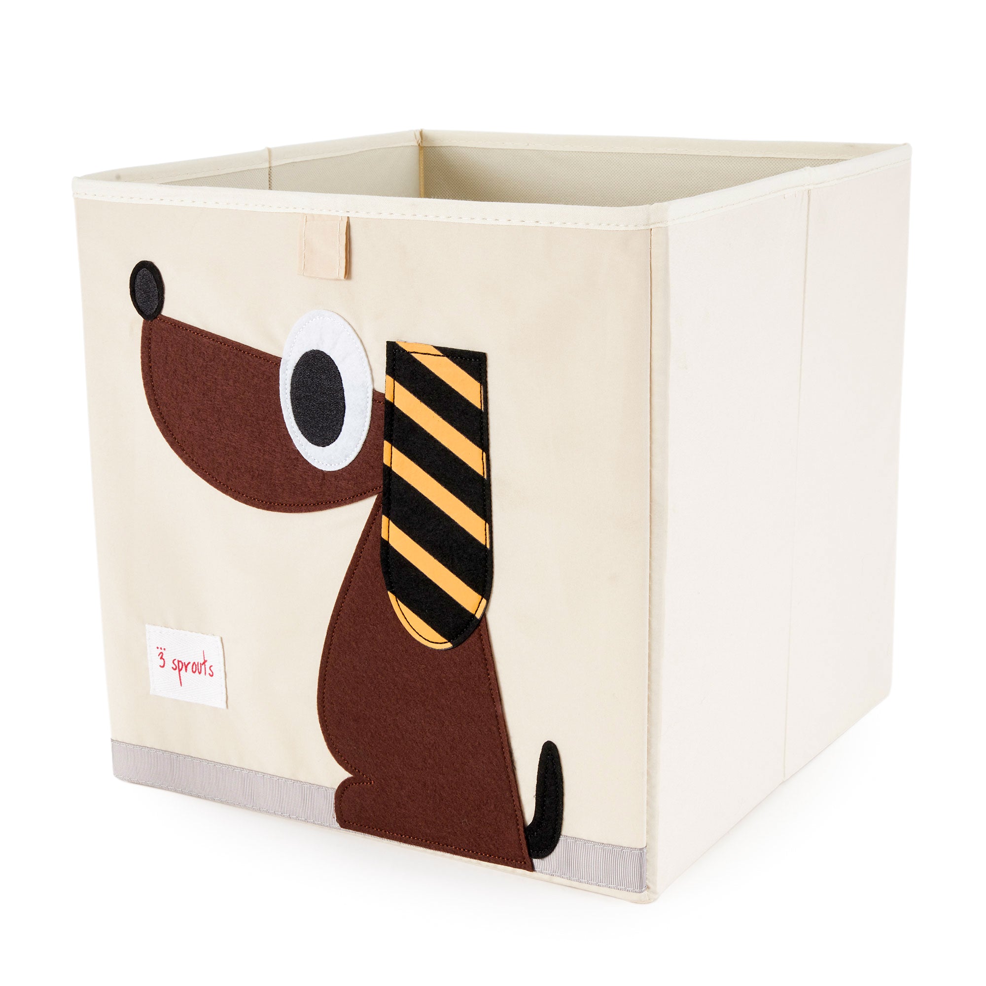3 Sprouts Kid's Fabric Storage Cube Box Toy Bin, Brown Dog & Kangaroo (2 Pack)