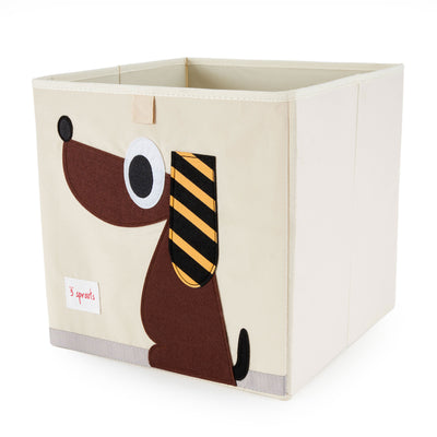 3 Sprouts Fabric Storage Cube Box Toy Bin, Brown Dog & Bunny Rabbit (2 Pack)