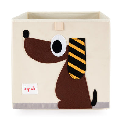 3 Sprouts Kid's Fabric Storage Cube Box Toy Bin, Brown Dog & Kangaroo (2 Pack)