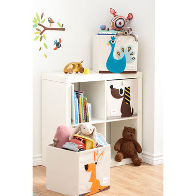 3 Sprouts Fabric Storage Cube Box Toy Bin, Brown Dog & Bunny Rabbit (2 Pack) - VMInnovations