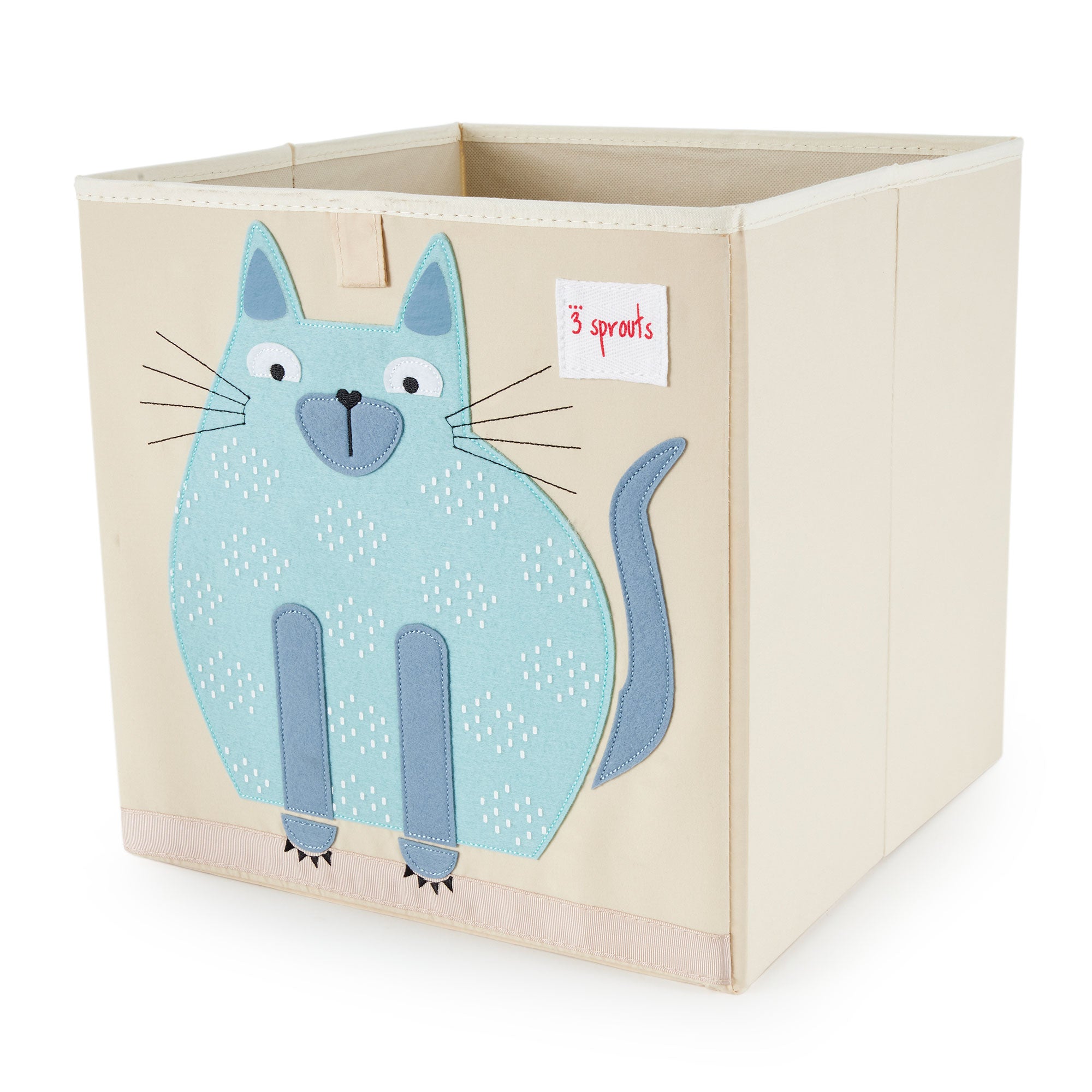3 Sprouts Children's Fabric Storage Cube Bundle with Blue Cat and Yellow Rhino