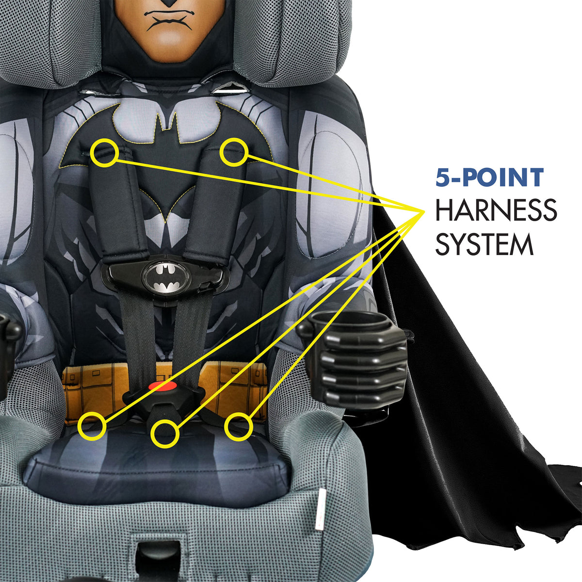 KidsEmbrace DC Comics Batman Combination 5 Point Harness Booster Car Seat, Gray - VMInnovations