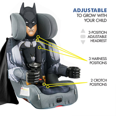 KidsEmbrace DC Comics Batman Combination 5 Point Harness Booster Car Seat, Gray - VMInnovations