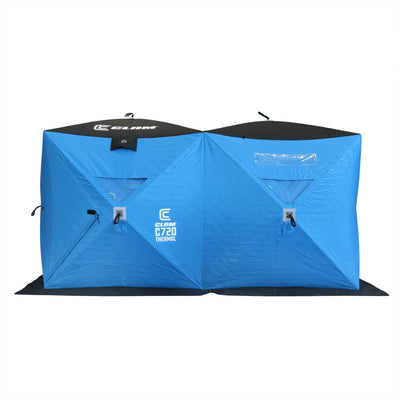 CLAM Portable 6 x 12 Ft C-720 Pop Up Ice Fishing Thermal Hub Shelter Tent