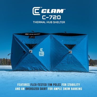 CLAM Portable 6 x 12 Ft C-720 Pop Up Ice Fishing Thermal Hub Shelter Tent (Used)
