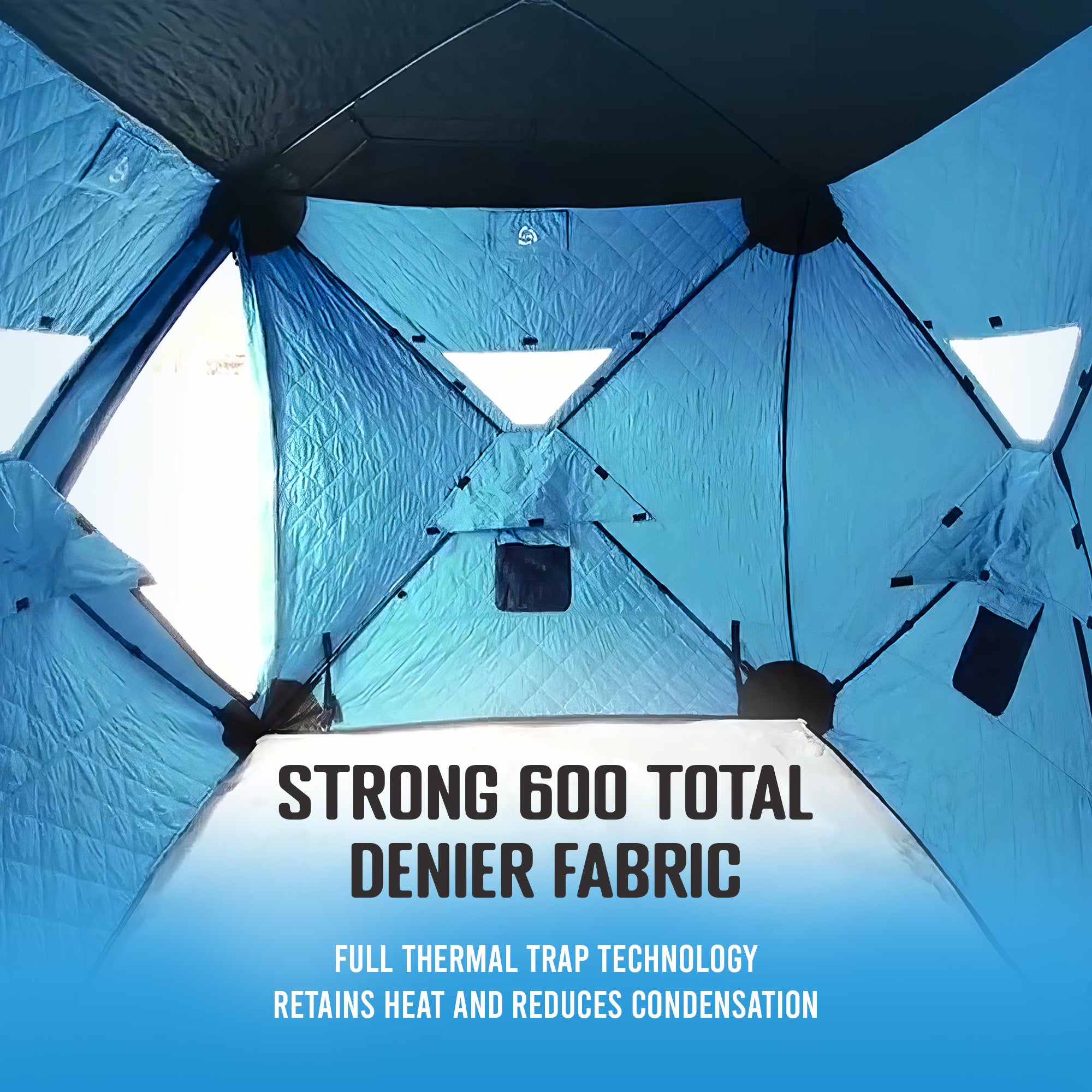 Portable 6 x 12 Ft C-720 Pop Up Ice Fishing Thermal Hub Shelter Tent (Open Box) - VMInnovations