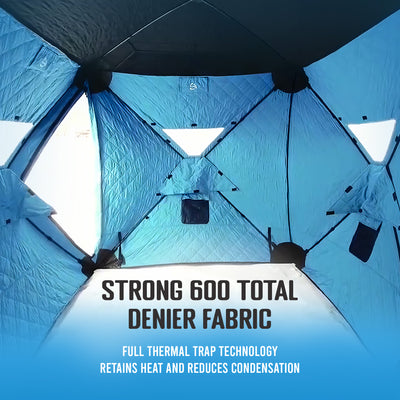 Portable 6 x 12 Ft C-720 Pop Up Ice Fishing Thermal Hub Shelter Tent (Open Box) - VMInnovations