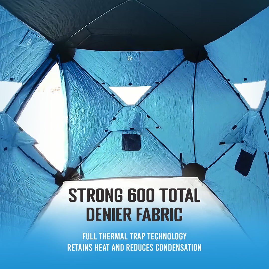 CLAM Portable 6 x 12 Ft C-720 Pop Up Ice Fishing Thermal Hub Shelter Tent (Used) - VMInnovations