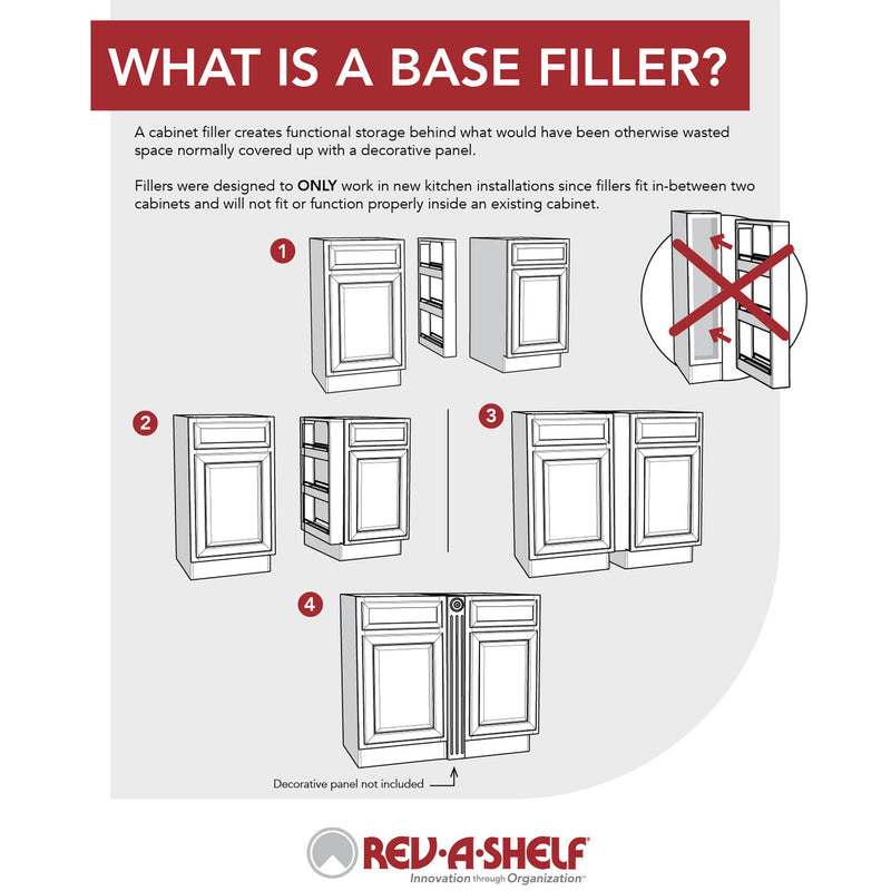 Rev-A-Shelf 432-BFBBSC-3C 3" Base Filler Soft Close Pullout Organizer (Open Box)