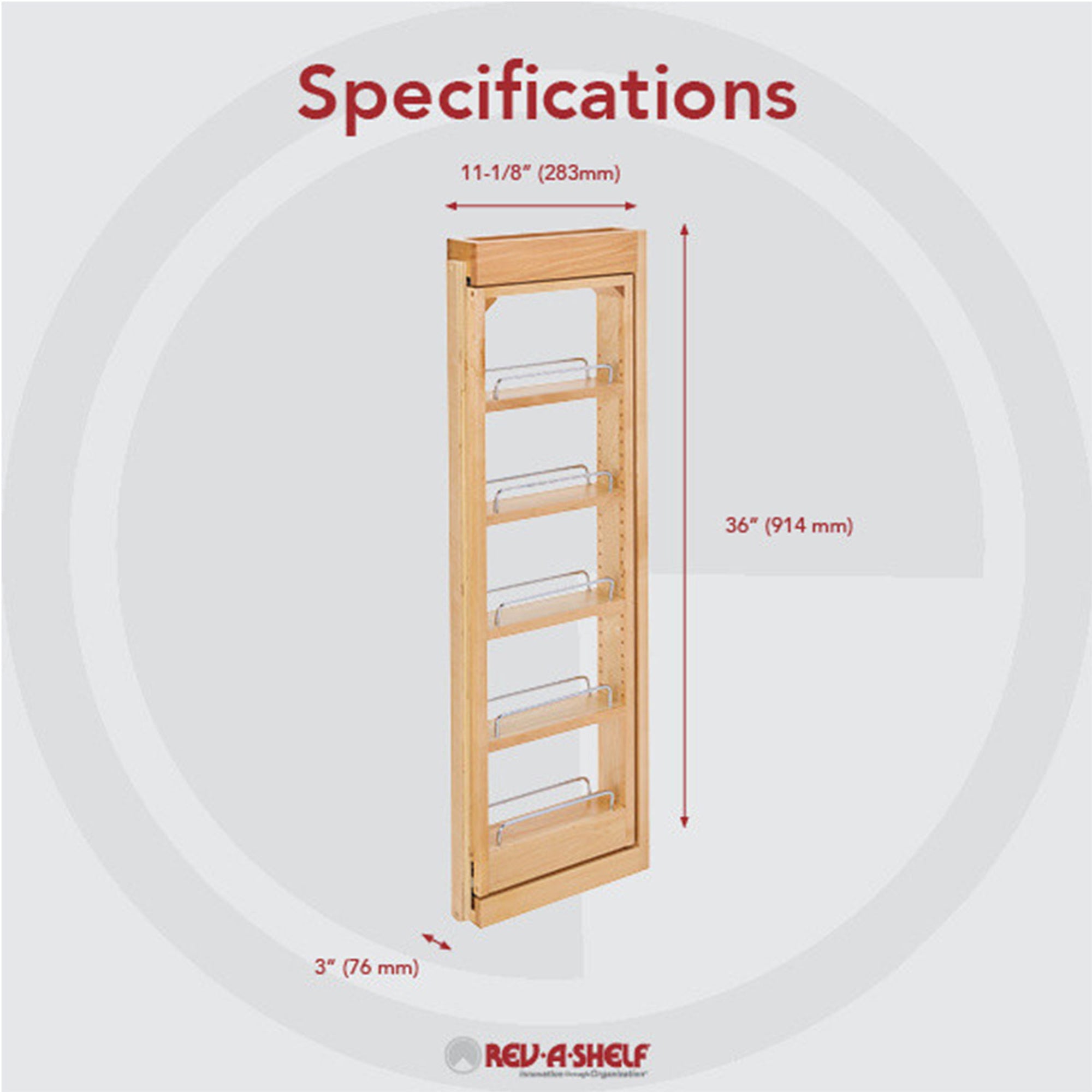 Rev-A-Shelf 432-WF36-3C 3"x36" Pullout Between Cabinet Wall Filler (Open Box)