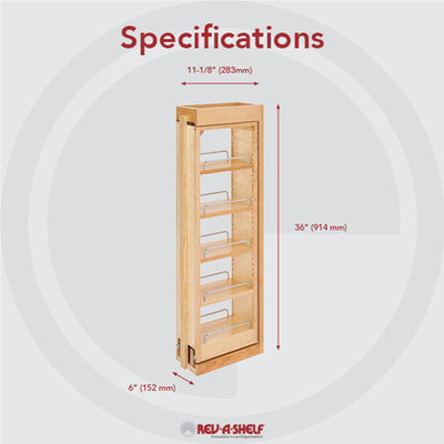 Rev-A-Shelf 432-WF36-6C 6"x36" Pullout Between Cabinet Wall Filler (Open Box)